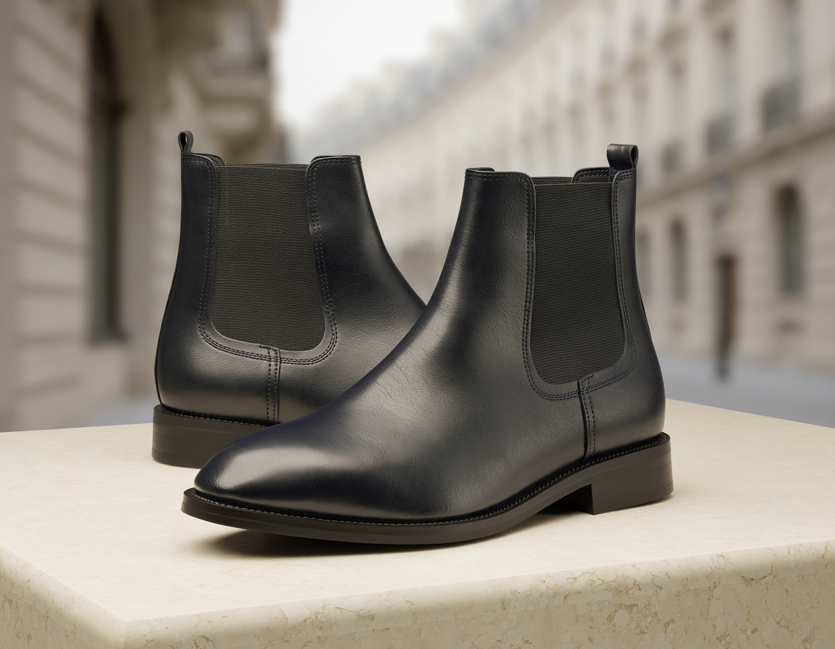 Bottines Chelsea homme IVAREE en cuir noir