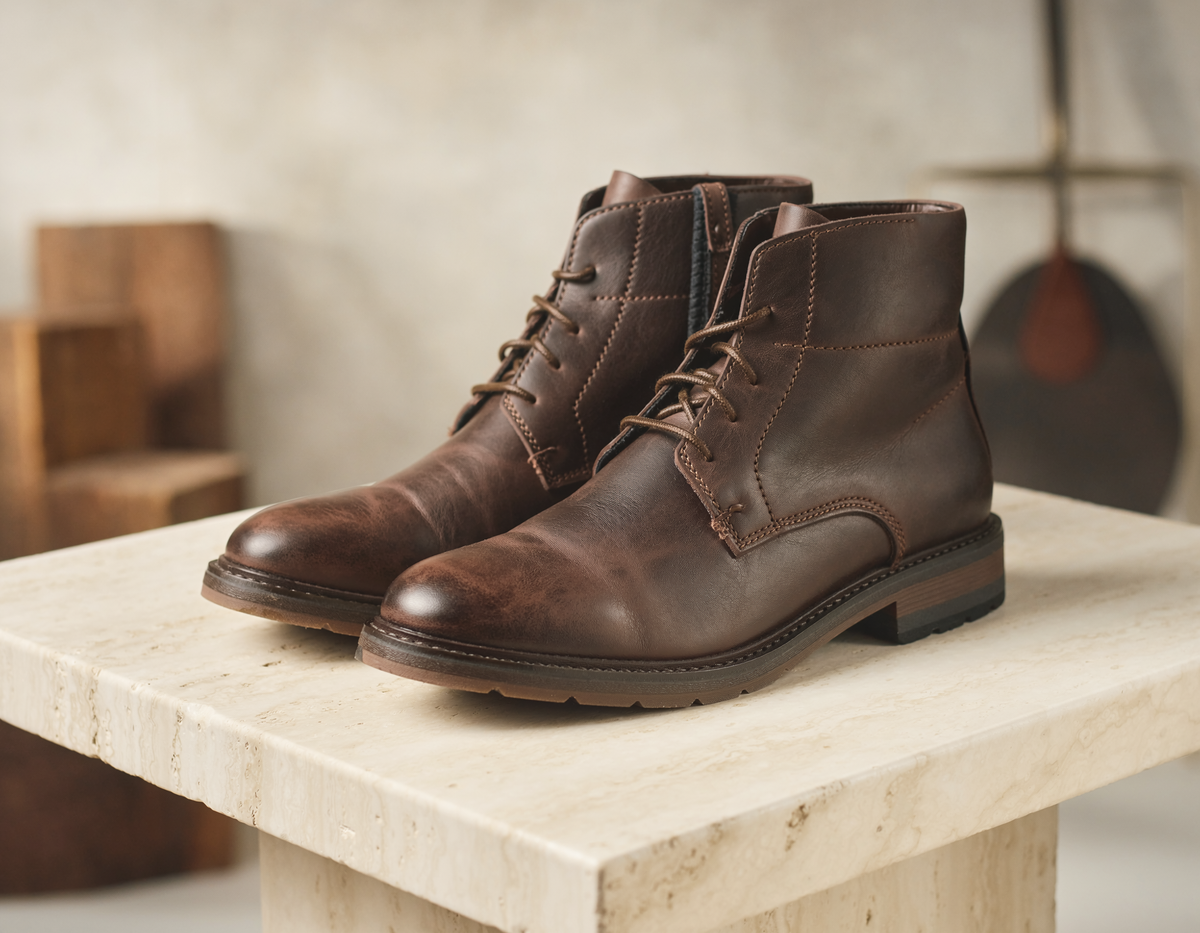 Chaussures homme IVAREE en cuir brun pleine fleur
