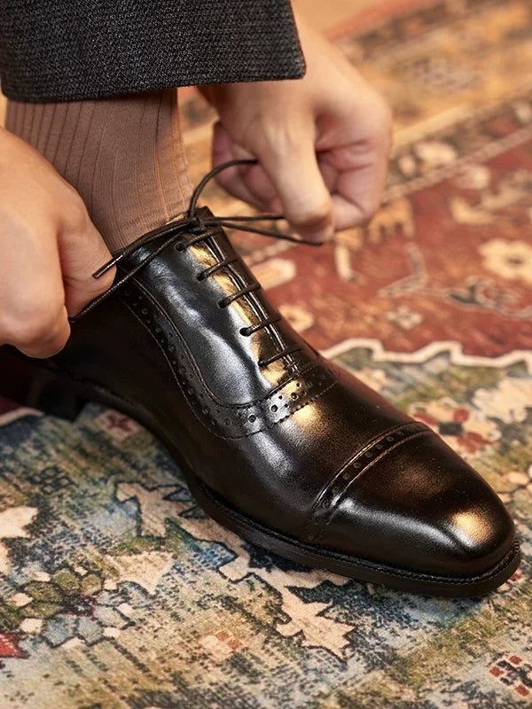 Richelieus Valmont en cuir patiné à perforations brogue – vue 6