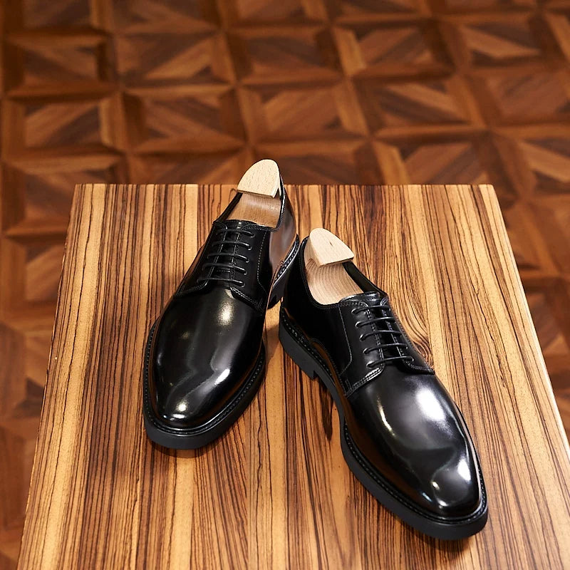 Derbies Harlan en cuir cousu noir ou acajou – vue 2