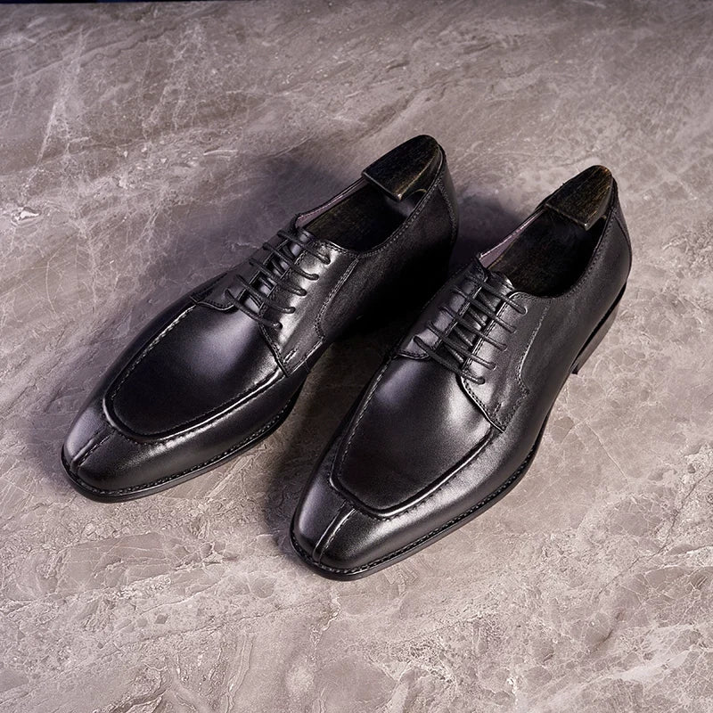 Derbies Ashford en cuir patiné à bout carré – vue 2