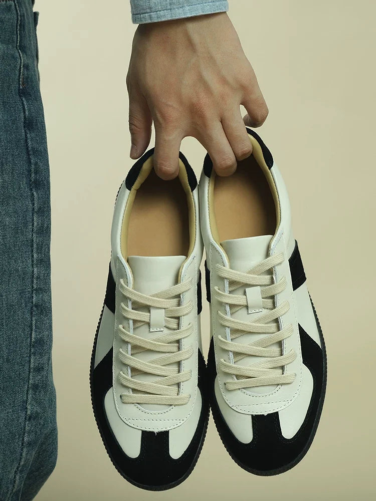 Sneakers Arlo en cuir bi-matière style German trainer – vue 1