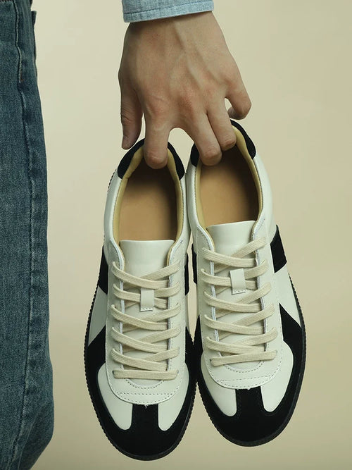 Sneakers Arlo en cuir bi-matière style German trainer – vue 1