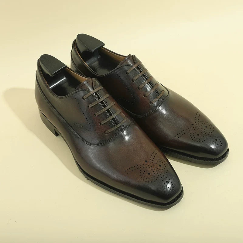 Richelieus Elmsworth en cuir patiné brogue – vue 3