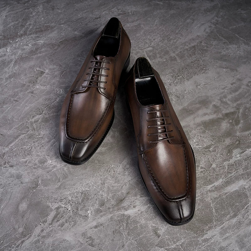 Derbies Ashford en cuir patiné à bout carré – vue 3