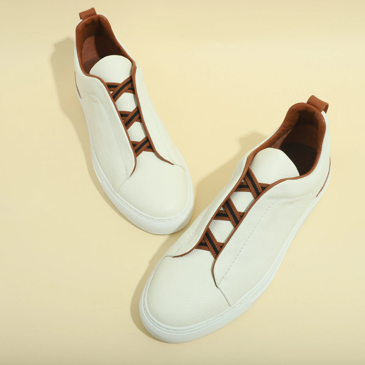 Sneakers Nolan en cuir à enfiler avec élastiques – vue 2