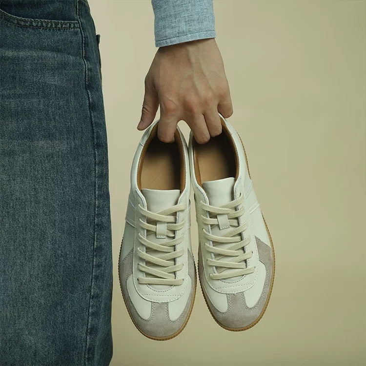 Sneakers Arlo en cuir bi-matière style German trainer – vue 2