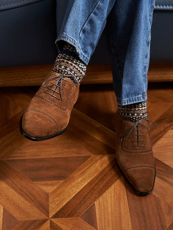 Richelieus Calder en daim brun à détails brogue – vue 3