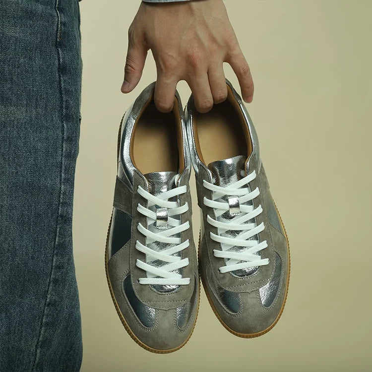 Sneakers Arlo en cuir bi-matière style German trainer – vue 5