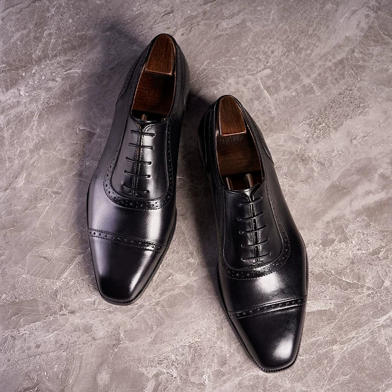 Richelieus Valmont en cuir patiné à perforations brogue – vue 3