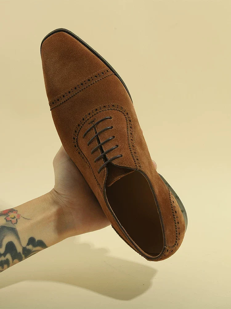 Richelieus Keswick en daim brogue – vue 3