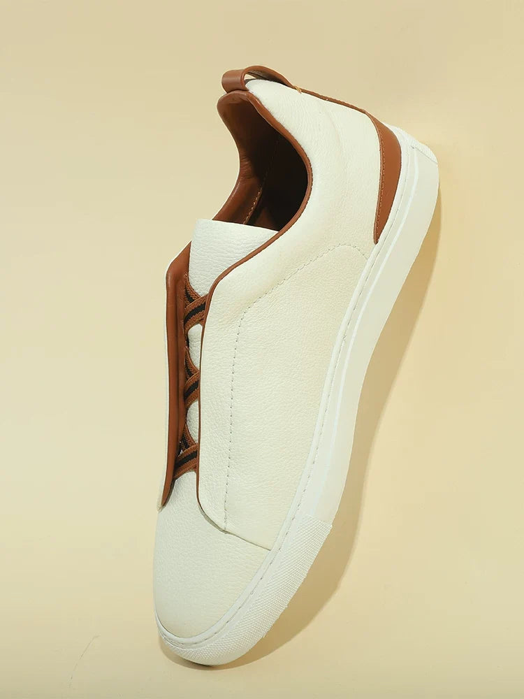 Sneakers Nolan en cuir à enfiler avec élastiques – vue 4