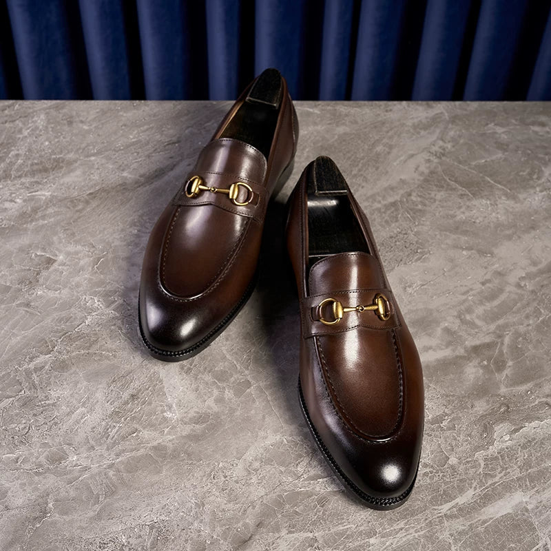 Mocassins Loxley en cuir patiné à mors métallique – vue 3