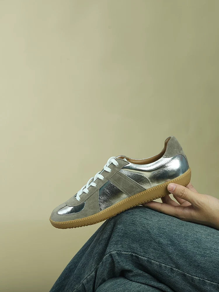 Sneakers Arlo en cuir bi-matière style German trainer – vue 10