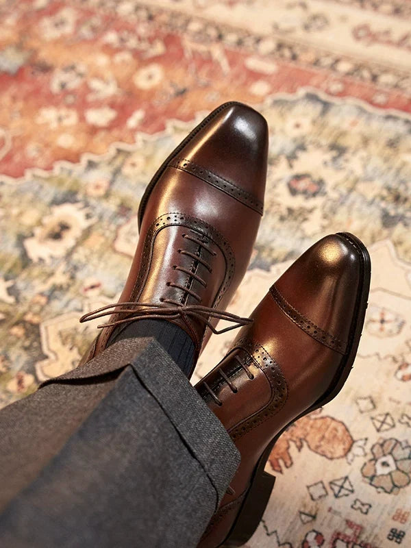 Richelieus Valmont en cuir patiné à perforations brogue – vue 4