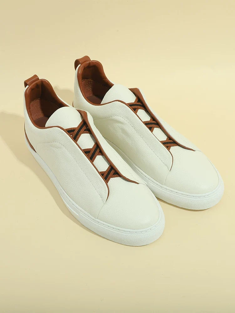 Sneakers Nolan en cuir à enfiler avec élastiques – vue 1