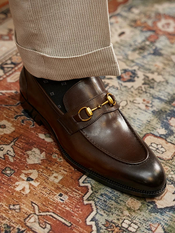 Mocassins Loxley en cuir patiné à mors métallique – vue 4