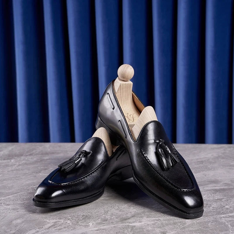 Mocassins Dorian en cuir patiné à pampilles – vue 2