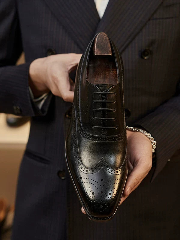 Richelieus Hartley en cuir brogue patiné à bout effilé – vue 3