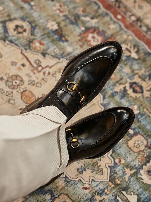 Mocassins Loxley en cuir patiné à mors métallique – vue 5