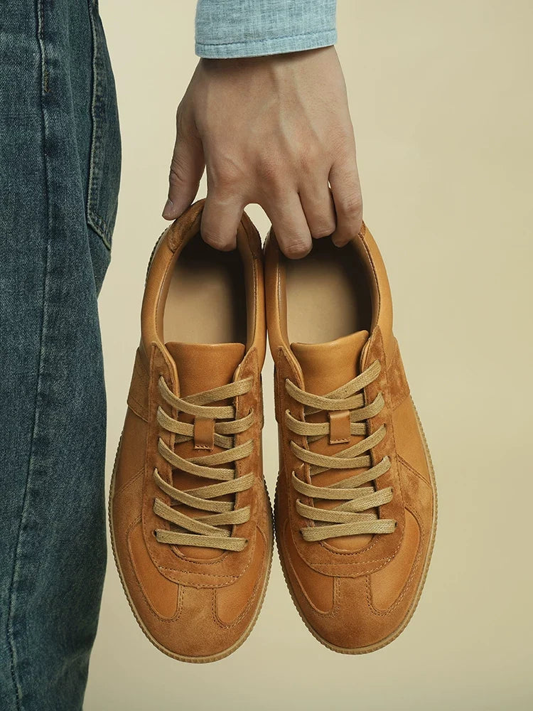 Sneakers Arlo en cuir bi-matière style German trainer – vue 8