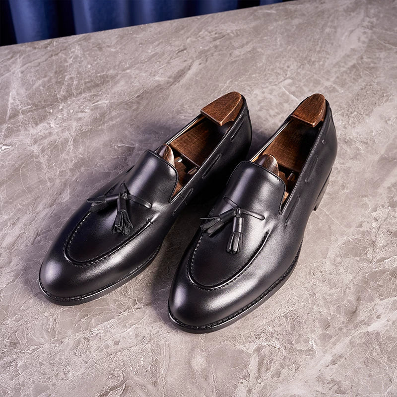 Mocassins Ellison en cuir patiné à pampilles et bout rond – vue 2
