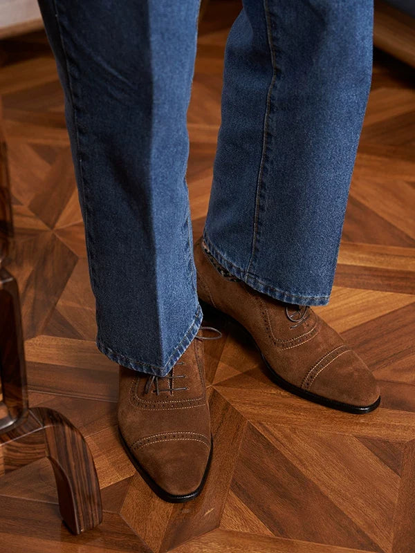 Richelieus Calder en daim brun à détails brogue – vue 5
