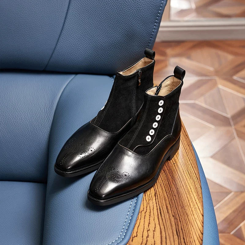 Bottines Harrow en cuir brogue à zip latéral – hiver – vue 5