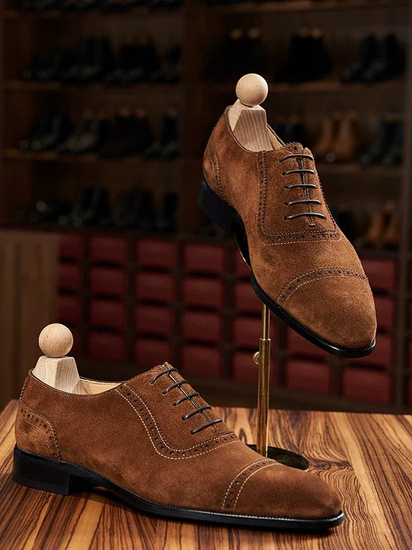Richelieus Calder en daim brun à détails brogue – vue 6