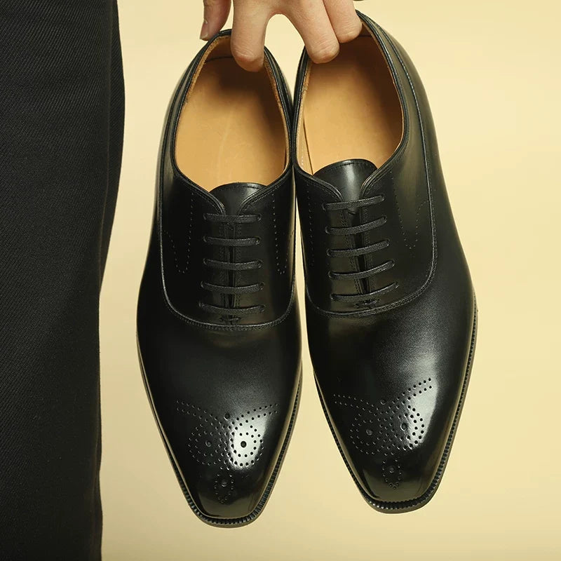 Richelieus Elmsworth en cuir patiné brogue – vue 1