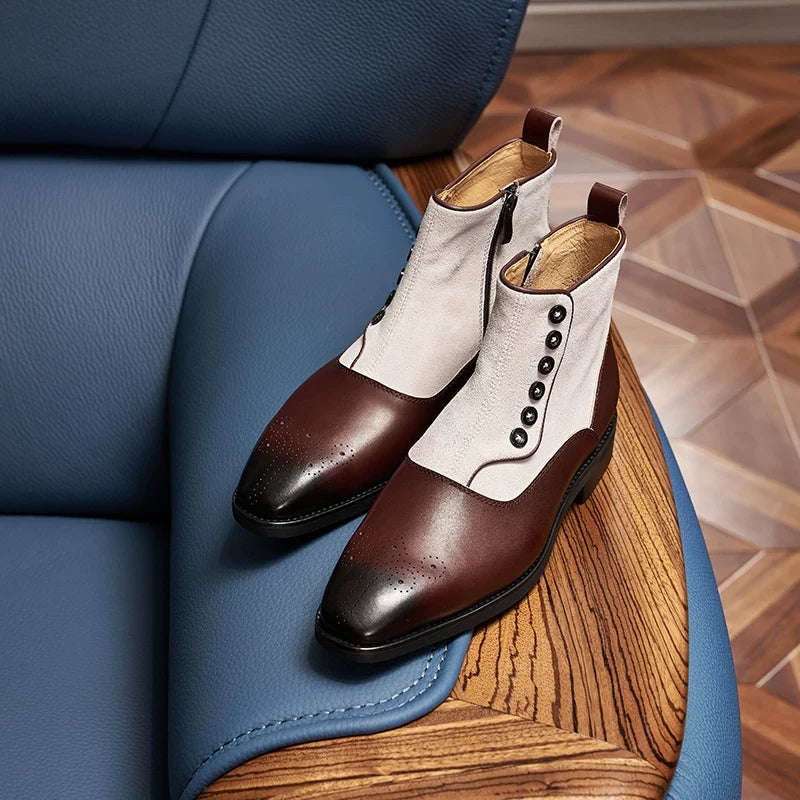 Bottines Harrow en cuir brogue à zip latéral – hiver – vue 2