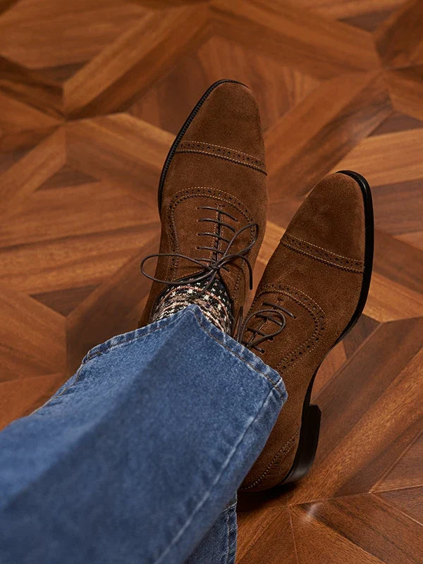 Richelieus Calder en daim brun à détails brogue – vue 4