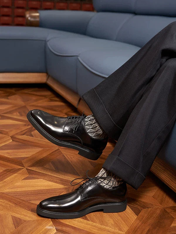 Derbies Harlan en cuir cousu noir ou acajou – vue 1