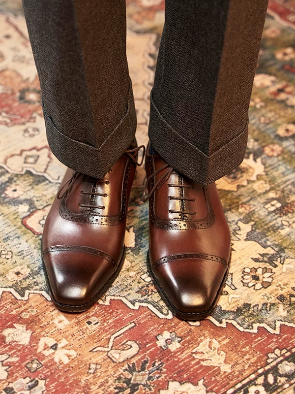 Richelieus Valmont en cuir patiné à perforations brogue – vue 1