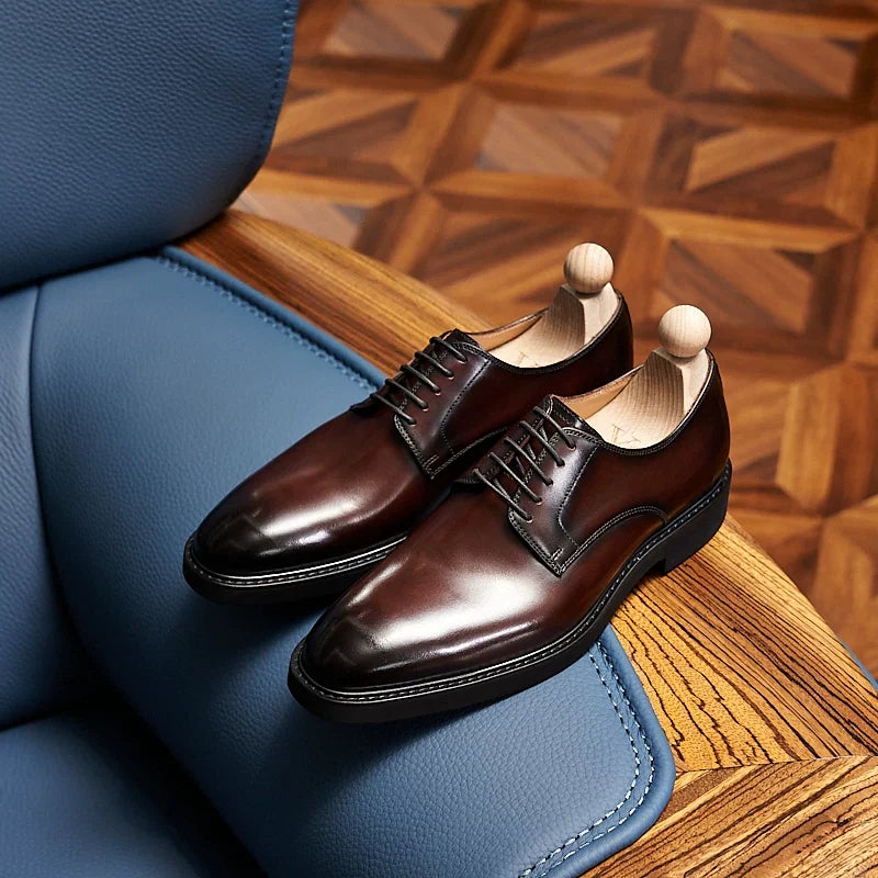 Derbies Harlan en cuir cousu noir ou acajou – vue 3