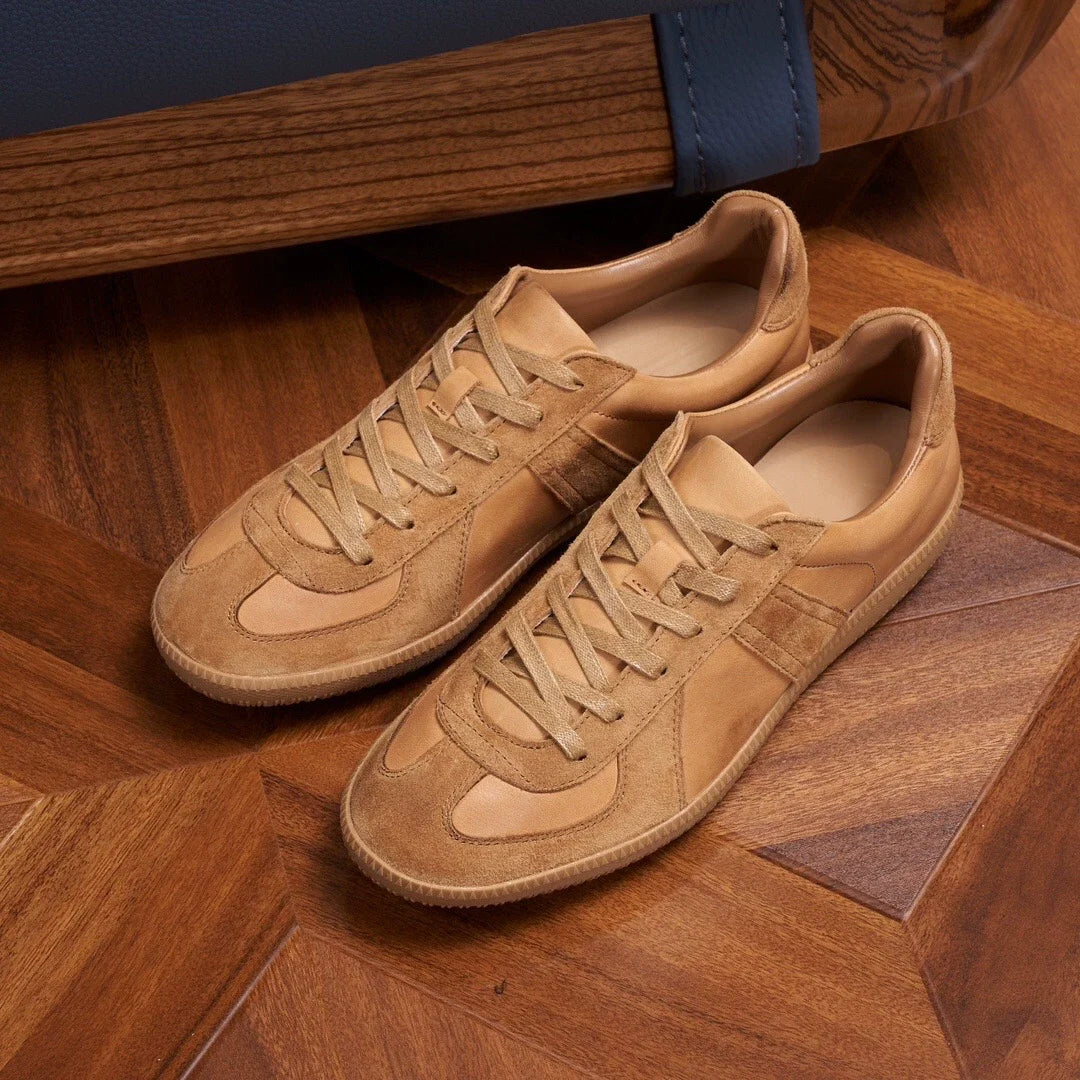 Sneakers Arlo en cuir bi-matière style German trainer – vue 3