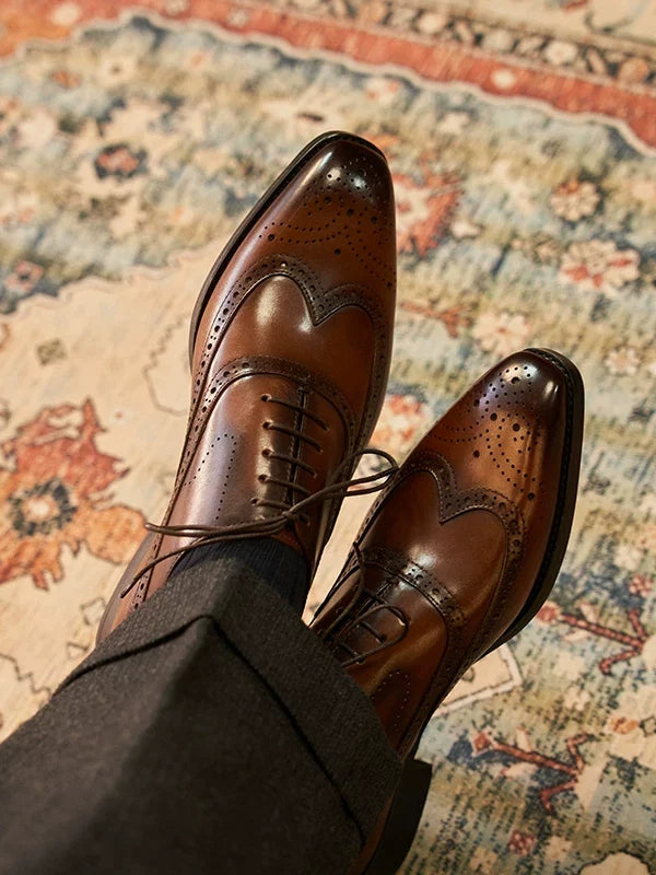 Richelieus Hartley en cuir brogue patiné à bout effilé – vue 4