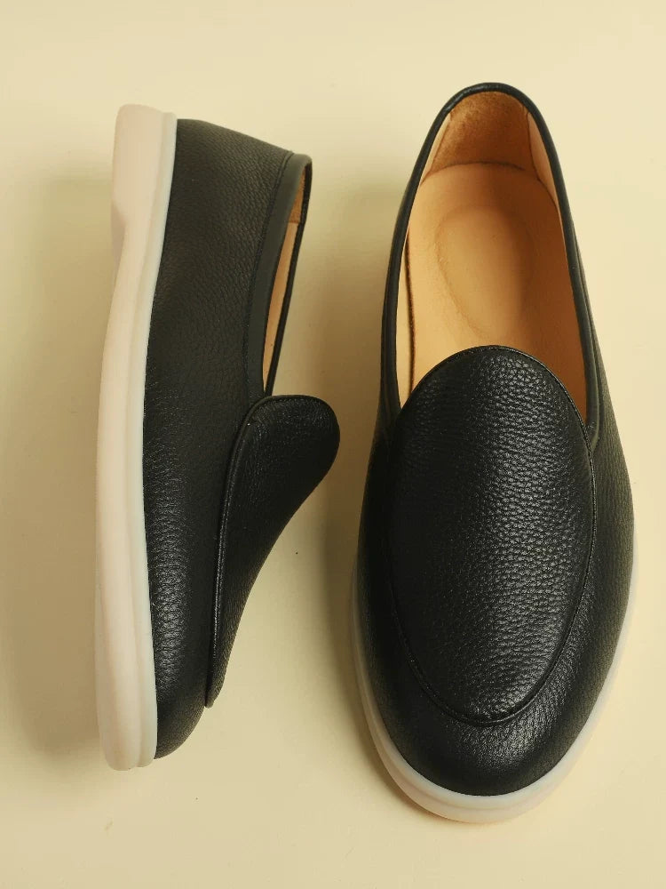 Mocassins Oren en cuir grainé souple style belge – vue 1