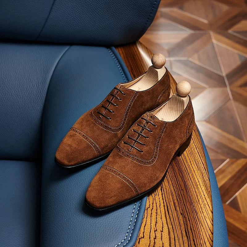 Richelieus Calder en daim brun à détails brogue – vue 2