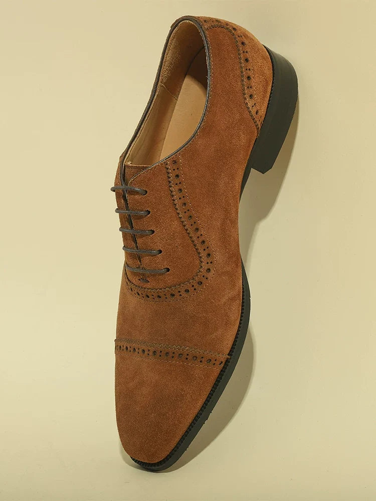 Richelieus Keswick en daim brogue – vue 5