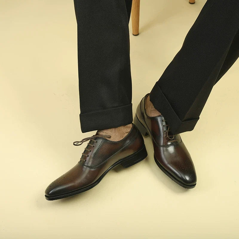 Richelieus Elmsworth en cuir patiné brogue – vue 7