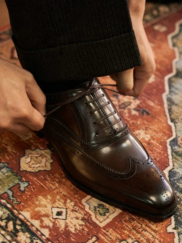 Richelieus Beaumont en cuir brogue cousus à perforations – vue 1