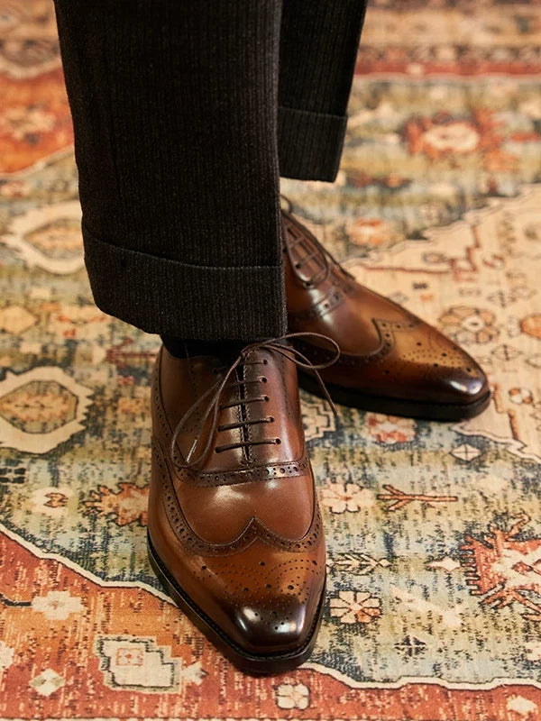 Richelieus Hartley en cuir brogue patiné à bout effilé – vue 5