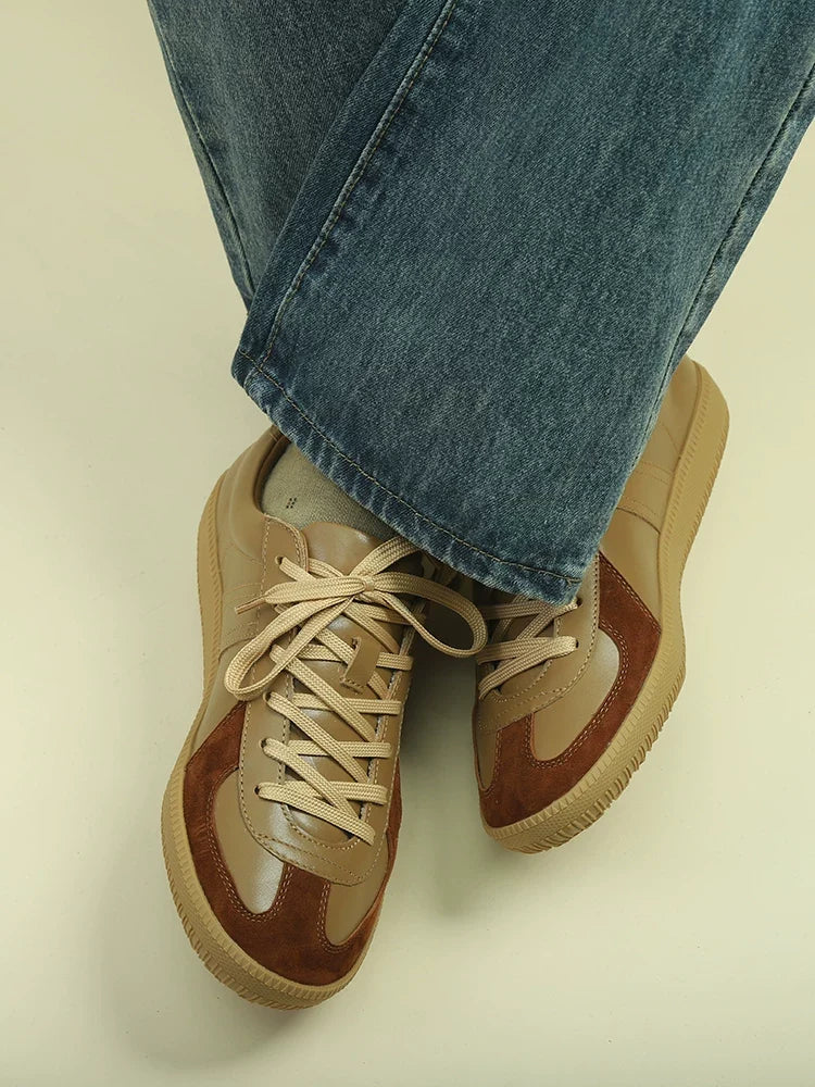 Sneakers Arlo en cuir bi-matière style German trainer – vue 9
