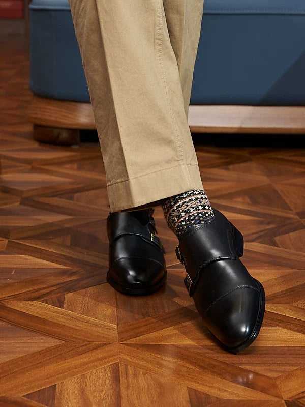 Monk Straps Kenton en cuir patiné à double boucle – vue 6