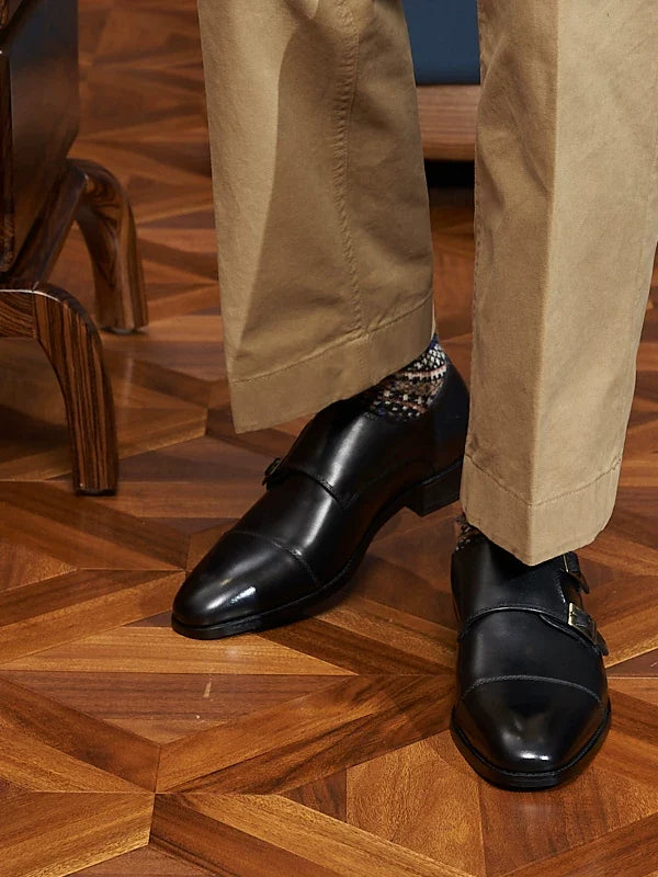 Monk Straps Kenton en cuir patiné à double boucle – vue 3