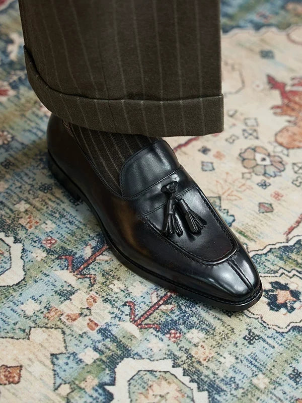 Mocassins Ainsley en cuir patiné à pampilles et bout carré – vue 5