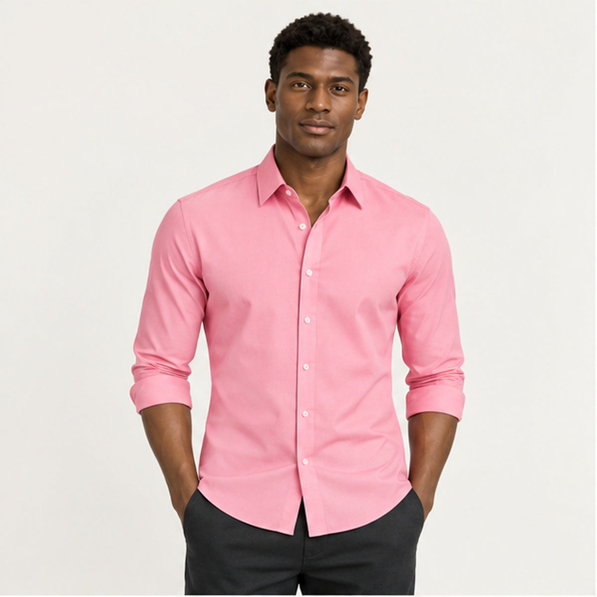 Chemise infroissable Rose portée — IVAREE