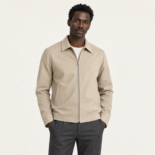 IVAREE — Blouson zippé à col chemise — Beige — vue portée de face