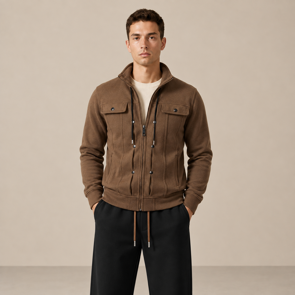 Détail du gilet d'hiver à col marron IVAREE
